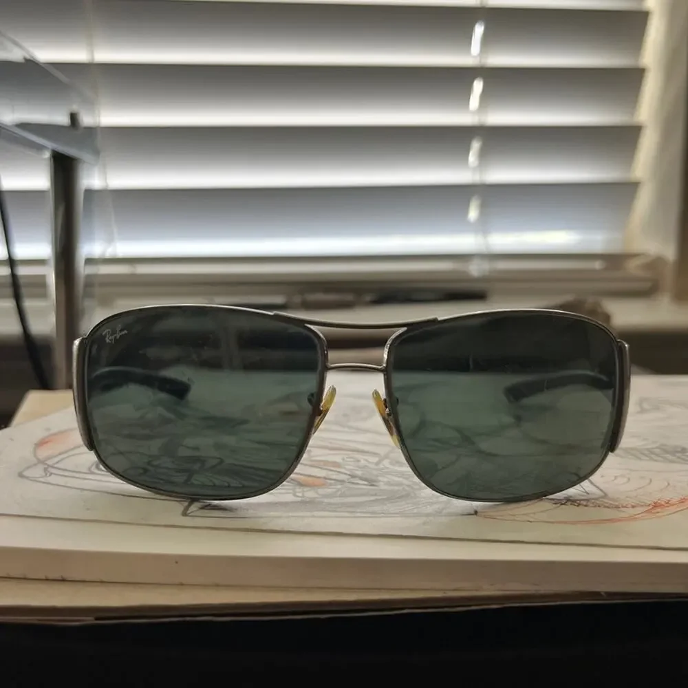 Stainless steel Ray Bans aluminum frame black lenses